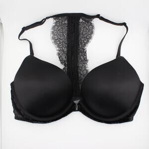 Victorias Secret Bra Womens 34C Black Bombshell Plunge Front Close Racerback